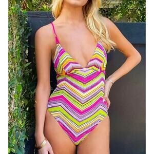 Becca Women's Pink Farah Reversible One Piece Size S